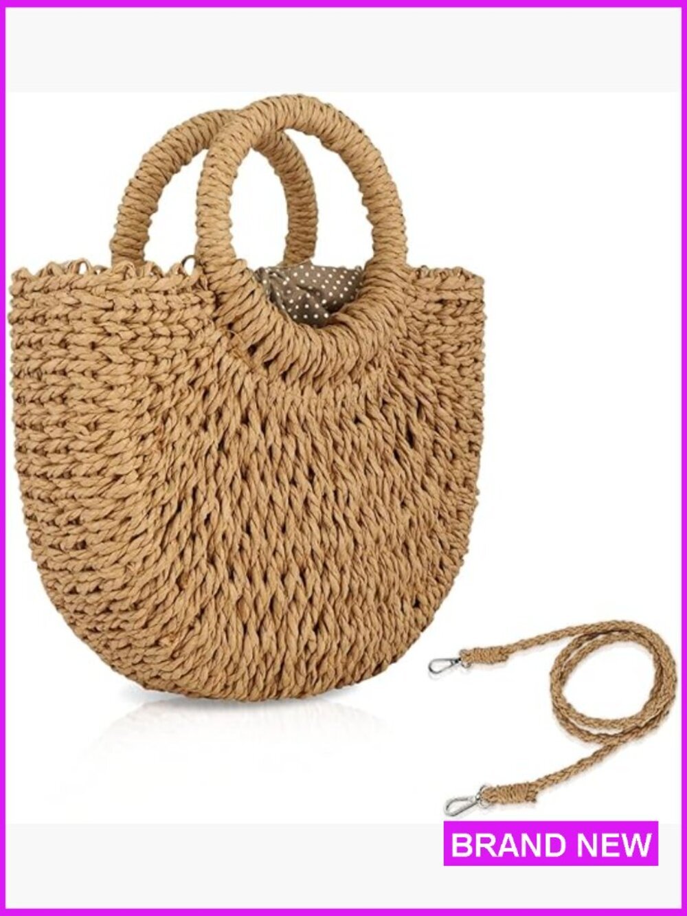Straw Hobo Bag Handwoven Crossbody Shoulder Purse Eco Friendly Summer Beach